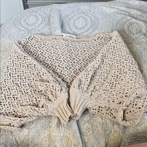 Jessica Simpson Open-Knit Cream Crochet Sweater